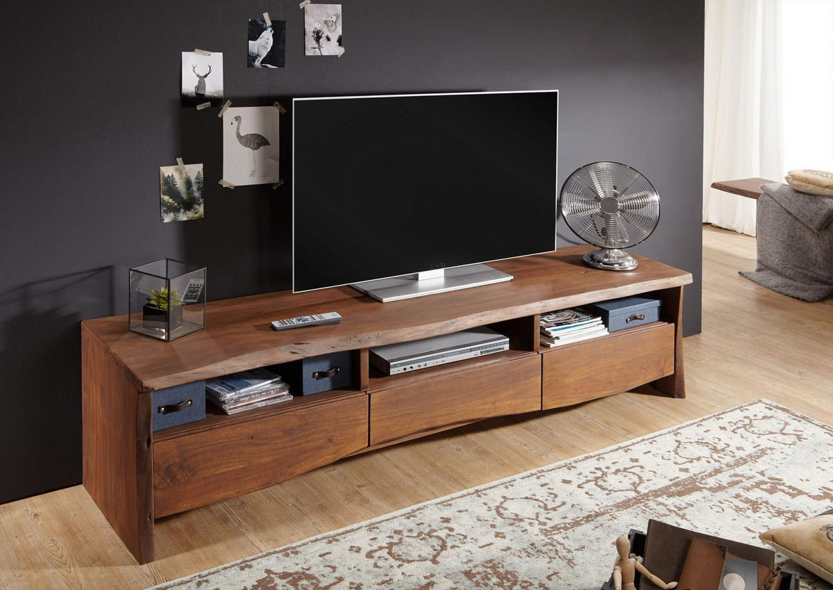 TV-BOARD Akazie 191x45x50 braun lackiert PURE ACACIA #209 - Braun, Holz (191/50/45cm) - Massivmoebel24