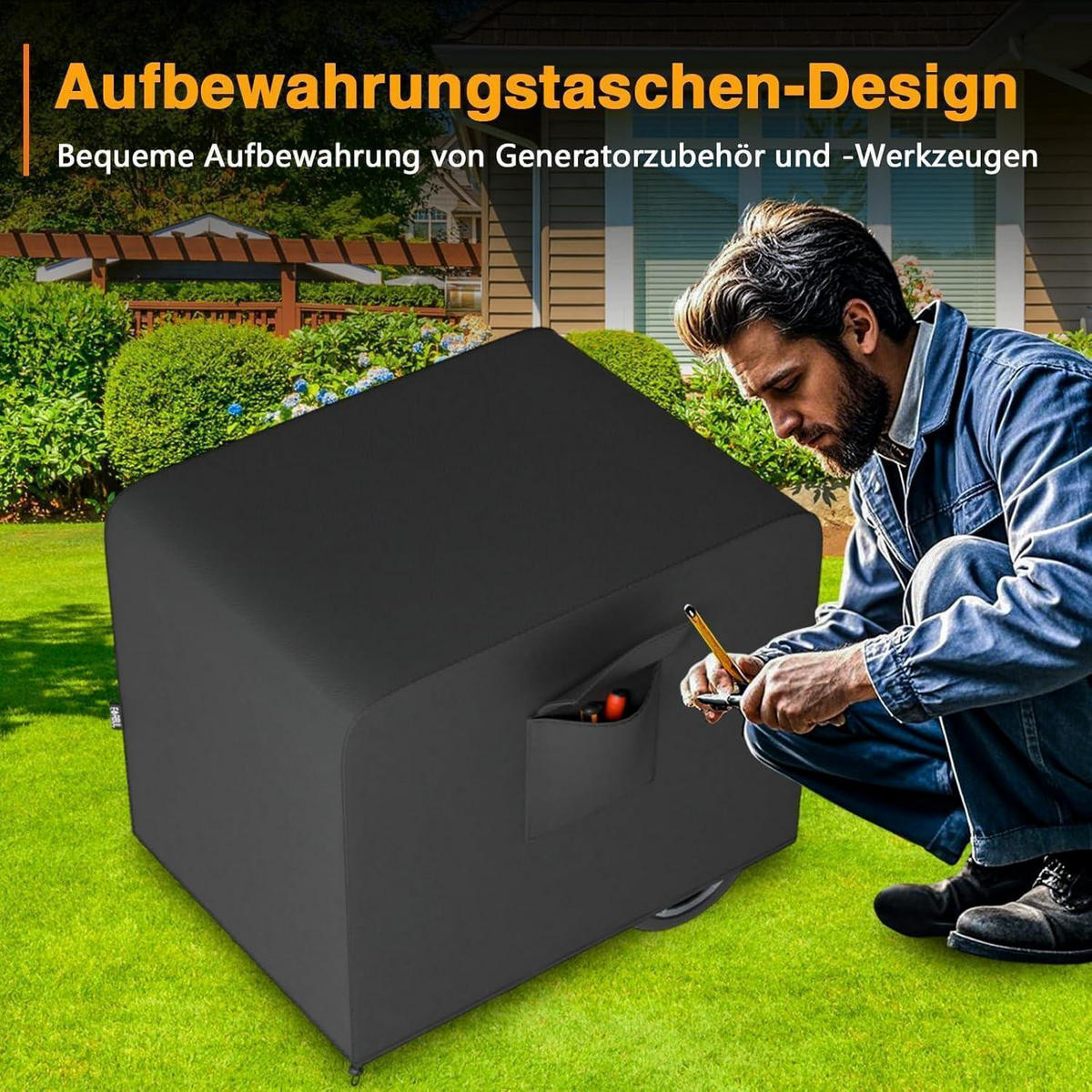 GENERATORABDECKUNG 81 x 61 x 61 cm Schwarz - Schwarz, Textil (61/61/81cm)