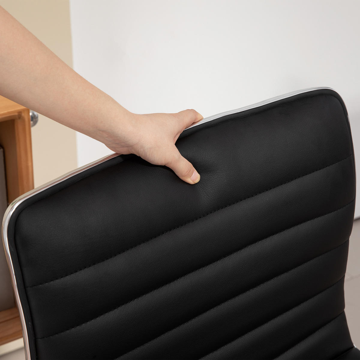 BÜROSTUHL mit Rückenlehne, höhenverstellbar Drehstuhl mit Rollen Schwarz - Schwarz, Kunststoff (52/90/48cm) - HOMCOM
