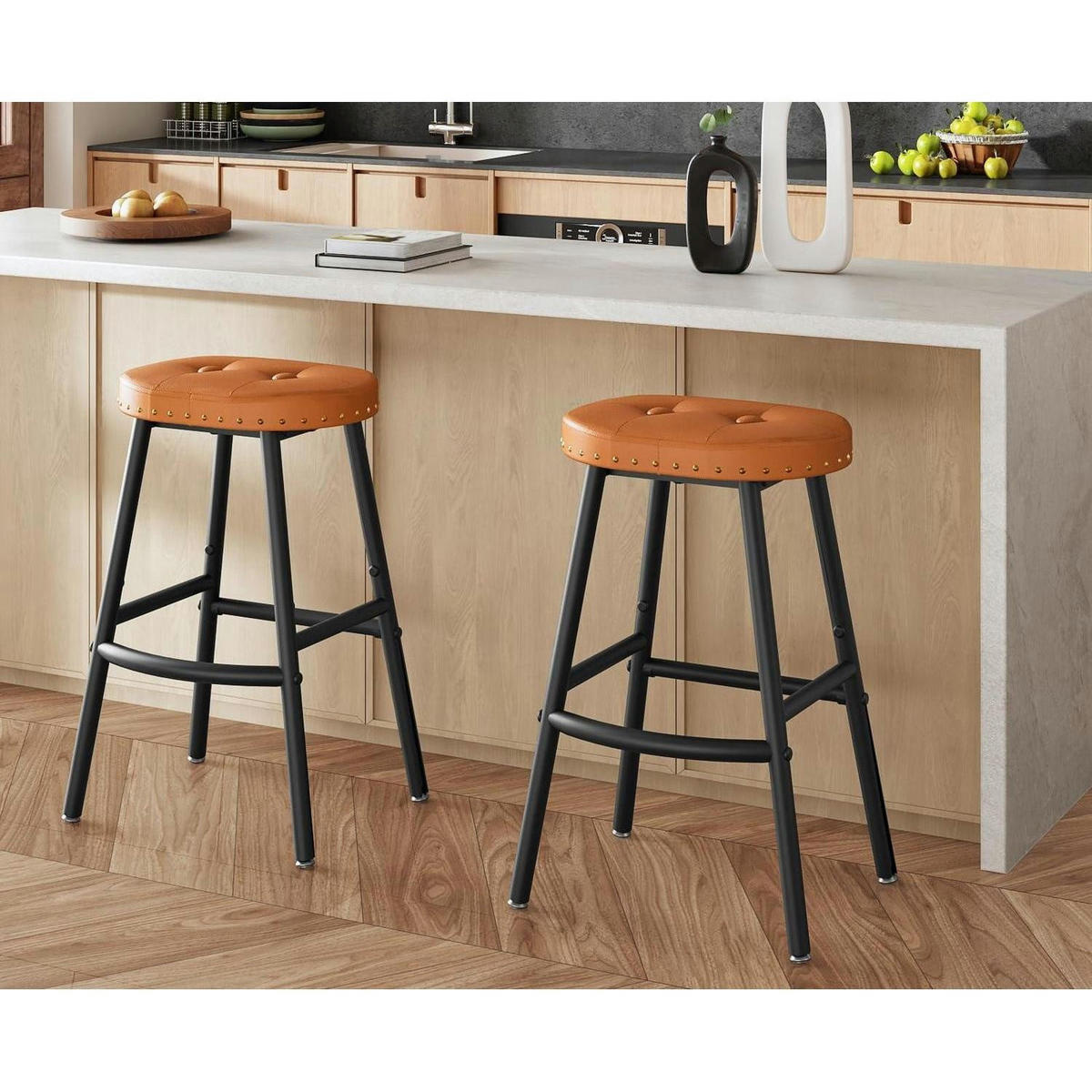BARHOCKER 2er Set 62 cm Braun Schwarz - Braun, Kunststoff (38/63/28cm)