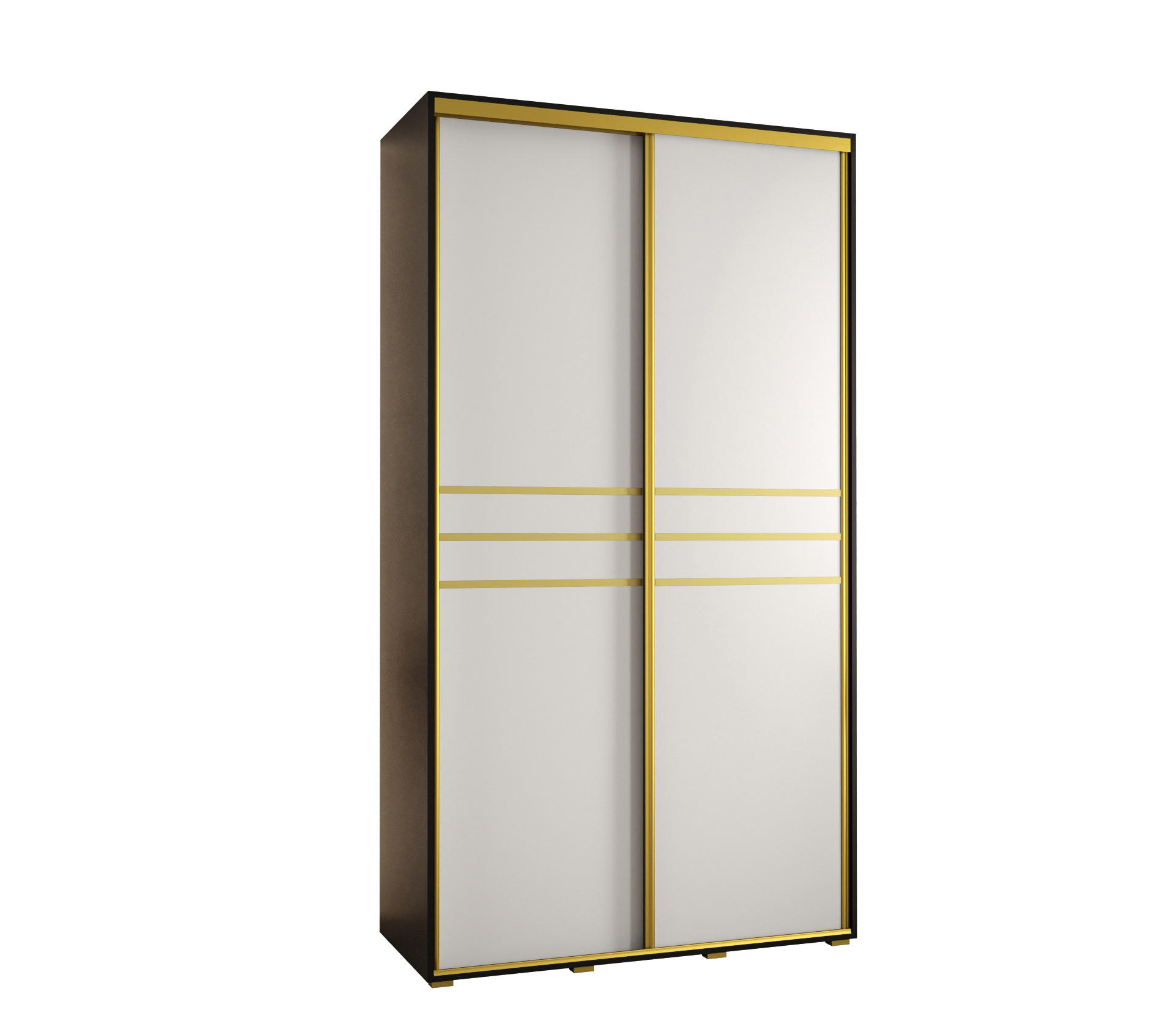 Abiks Möbel Schwebetürenschrank Schwarz, Weiß, Gold 130x235x60 cm