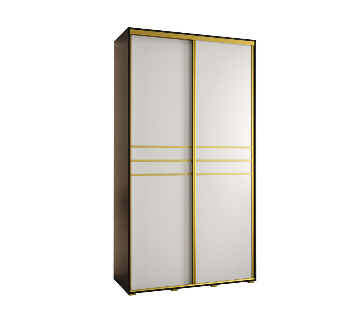 SCHWEBETÜRENSCHRANK 235,2/130/60 2-türig - Goldfarben/Schwarz, Holz/Metall (130/235/60cm) - Abiks Möbel
