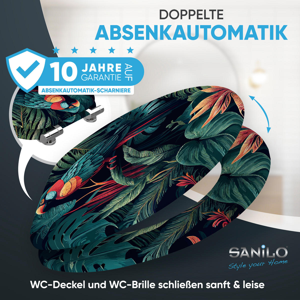 WC Sitz mit Absenkautomatik Exotic - Multicolor, Holzwerkstoff (38/6/47cm) - Sanilo
