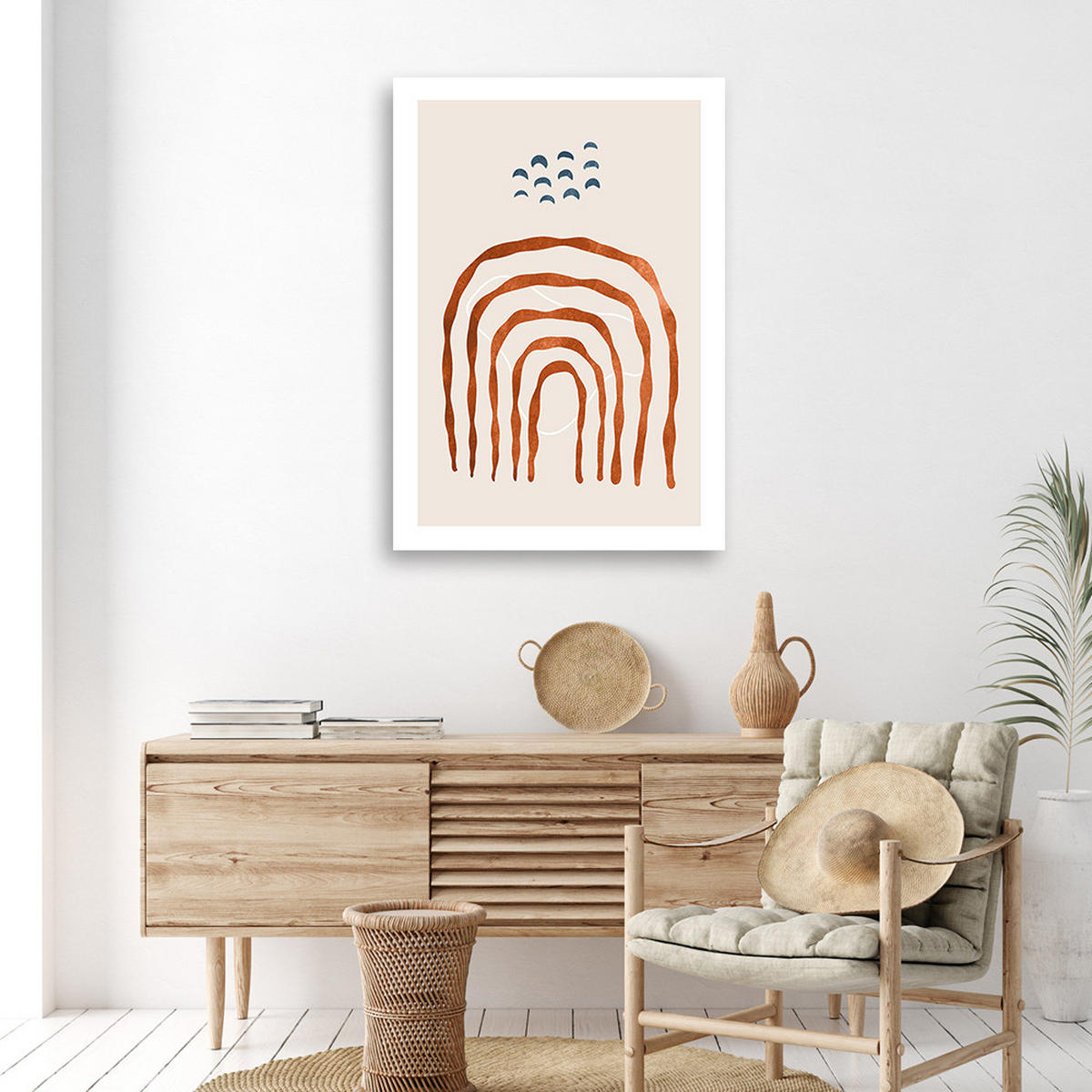 WANDBILD regenbogen im boho stil - Beige, Textil (60/40cm) - Feeby