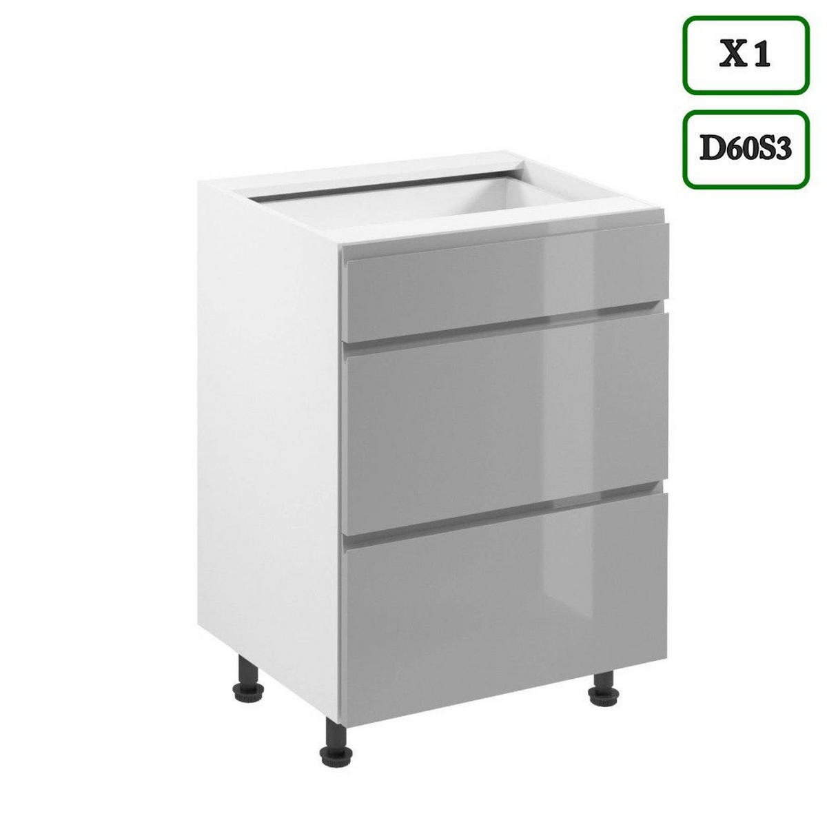 KÜCHENZEILE 240 cm Aspen K101-M240 in Grau/Hochglanz - Grau, Holz (240/212/60cm)