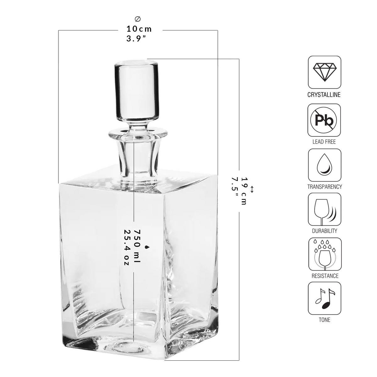 WHISKYKARAFFE MIT STOPPER 1 Stk., 750 ml, Handgemacht - Transparent, Glas (0.75L) - Krosno Glass