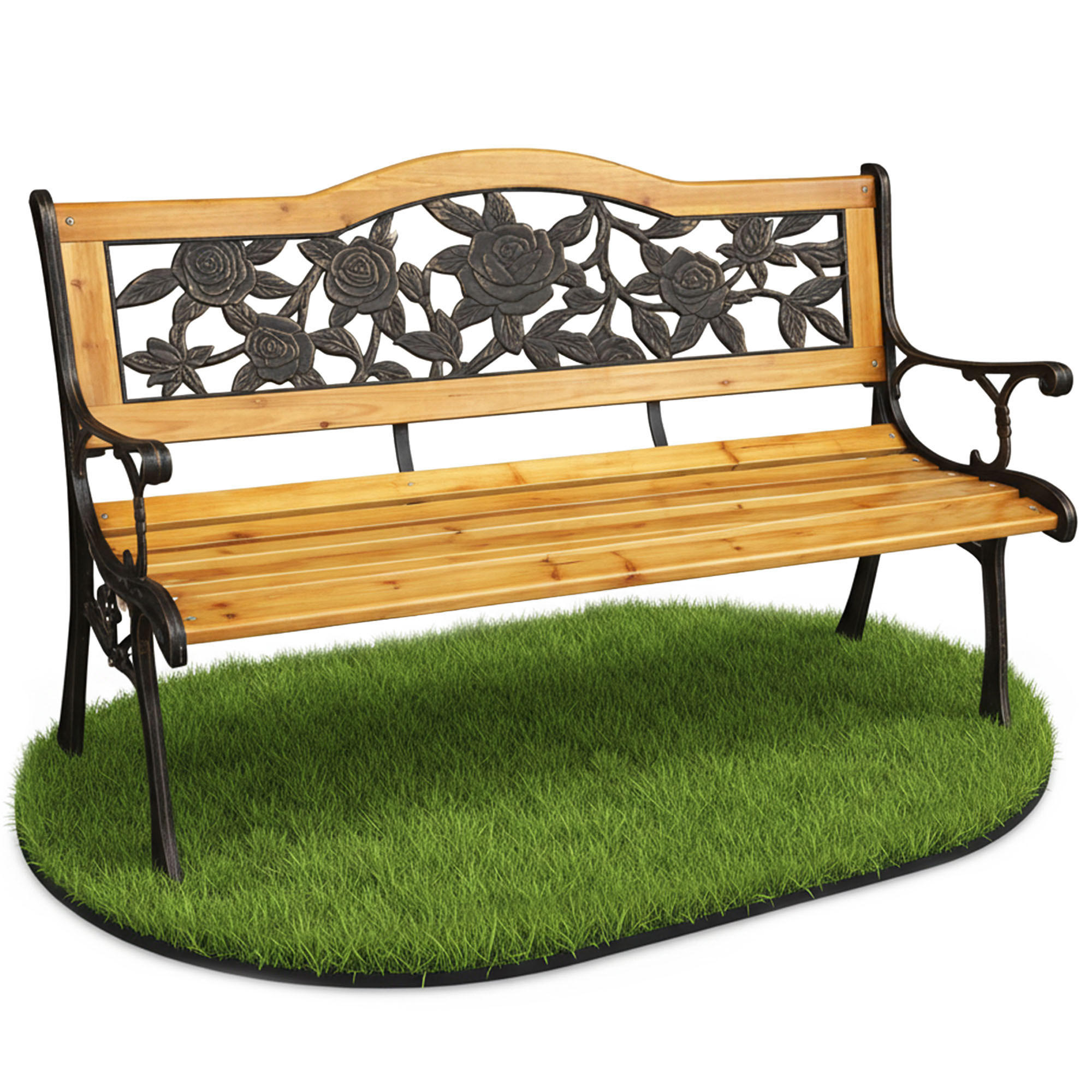 GARTENBANK ROSA Schwarz 125 x 76,5 x 52 cm - Schwarz/Braun, Holz/Metall (125/76.5/52cm) - Akord