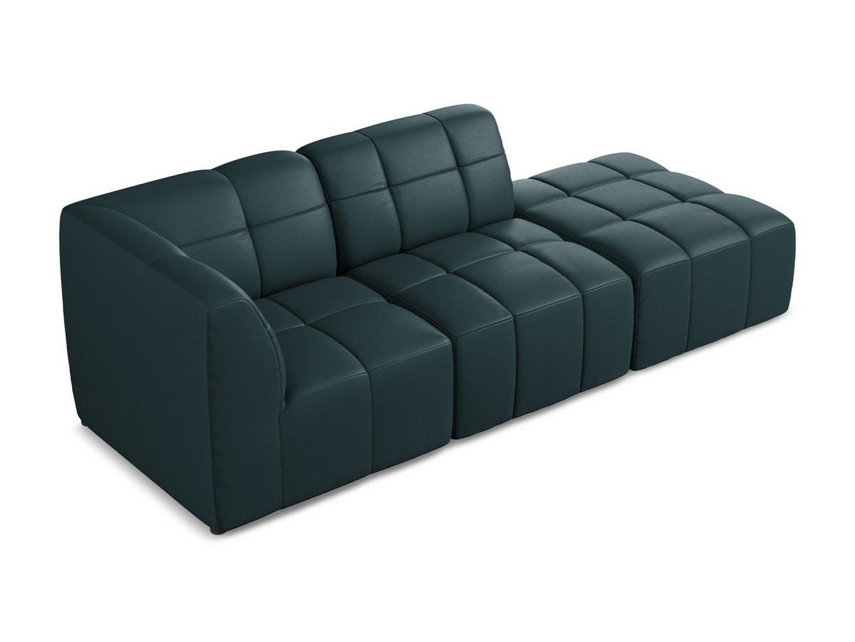 ECKSOFA Rechts Kunstleder Blau - Petrol/Schwarz, Holzwerkstoff/Kunststoff (240/90cm) - Makamii