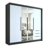 DREHTÜRENSCHRANK VIVO 200 cm Farbe: Graphit | Weiß | Weiß - Graphitfarben/Weiß, Holzwerkstoff/Metall (200/215/59.5cm) - A&J MöbelLand