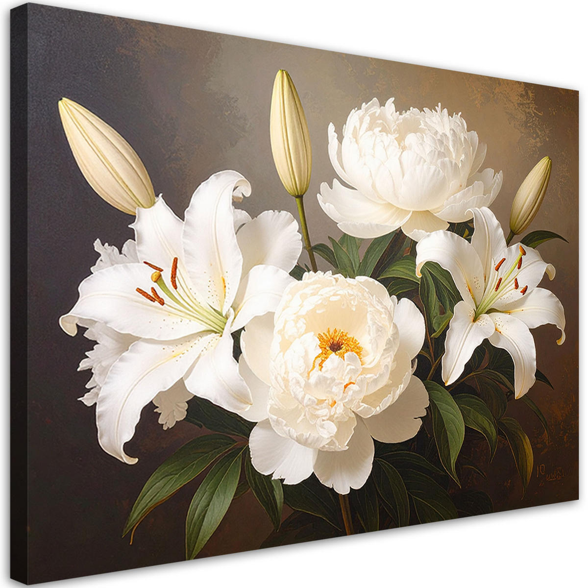 LEINWANDBILD Blumen 90x60cm - Braun, Textil (90/60cm) - Feeby
