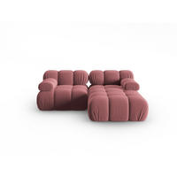 MODULARES-ECKSOFA rechts Bellis aus Samt rosa 3 Sitzplätze - Pink, Textil (157/191cm) - Micadoni