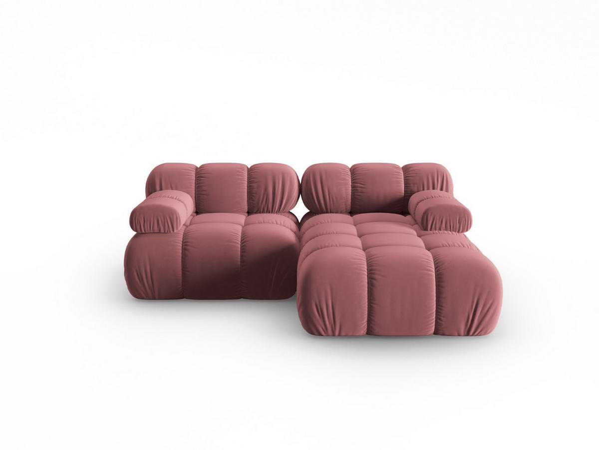 MODULARES-ECKSOFA rechts Bellis aus Samt rosa 3 Sitzplätze - Pink, Textil (157/191cm) - Micadoni