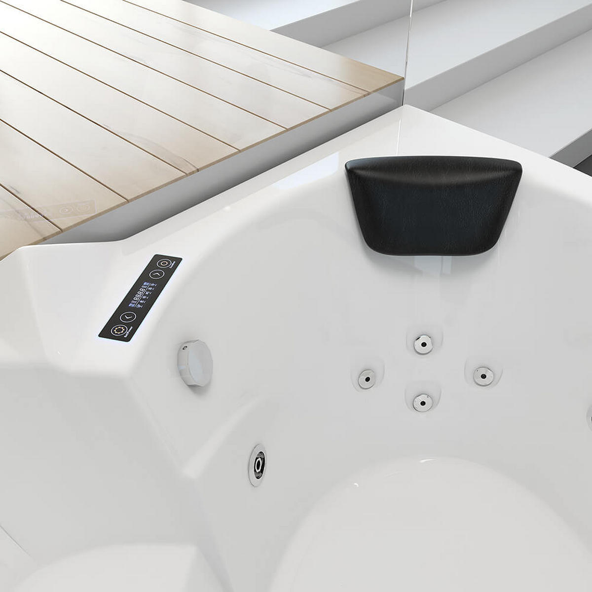 WHIRLPOOL LAGUNA L - mit Glasscheibe, 157 x 157 cm - Weiß, Keramik (157/65/157cm) - Home Deluxe