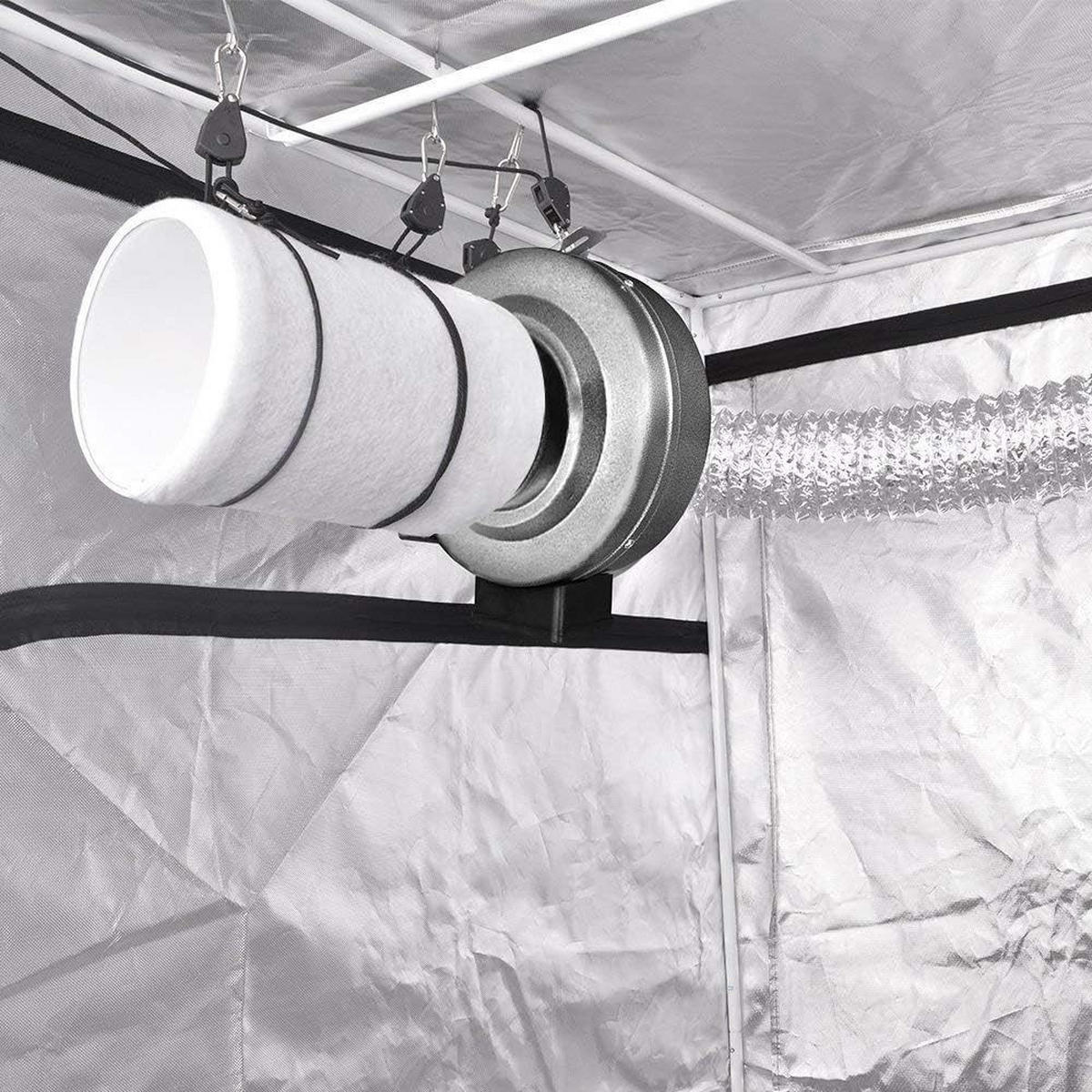 AKTIVKOHLEFILTER 150mm 350mm – Geruchsfilter 290 m³/h für Growzelt, Indoor Pflanzenzucht & Hydrokultur, Premium Aktivkohle Luftfilter - Silberfarben/Schwarz, Metall (15/15/35cm) - JUNG