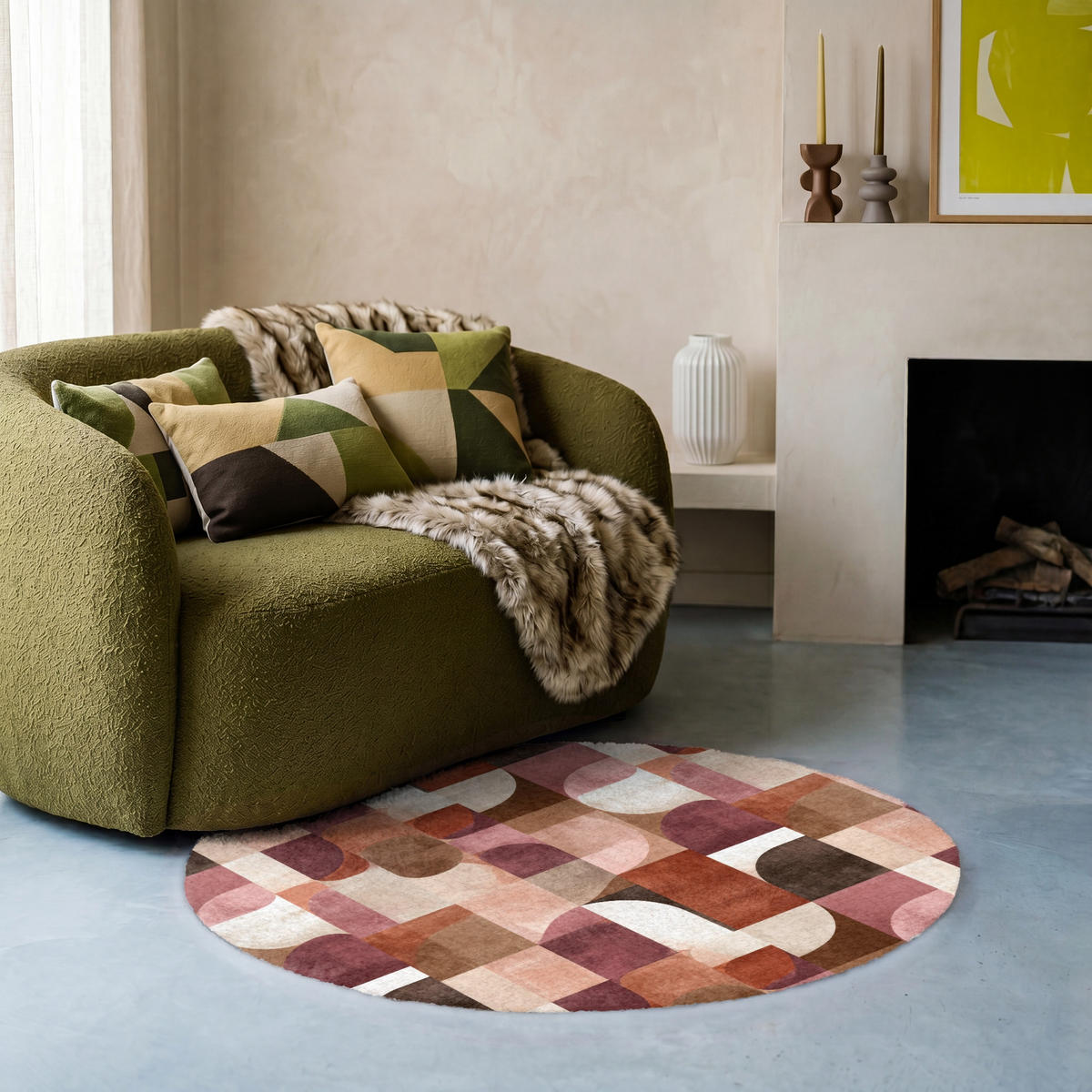 KOBERCE - Geometria - Moderné - Retro - 90x90 cm - viacfarebná, textil/plast (90/90cm) - OnlyWow