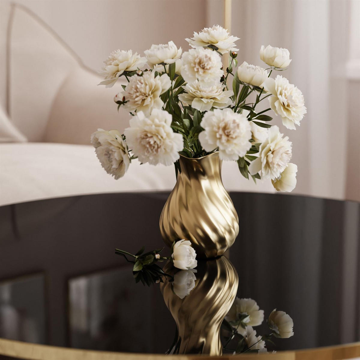 COUCHTISCH SOLEIL GOLD Schwarz Hochglanz, 70cm - Schwarz, Holzwerkstoff (70/70/47cm) - Lookway