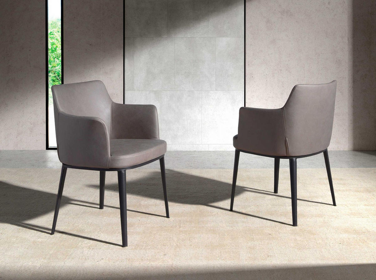 STUHL Stuhl aus nerzfarbenem Stoff 56/62/80 cm - Schwarz/Grau, Textil (56/80/62cm) - ANGEL CERDA