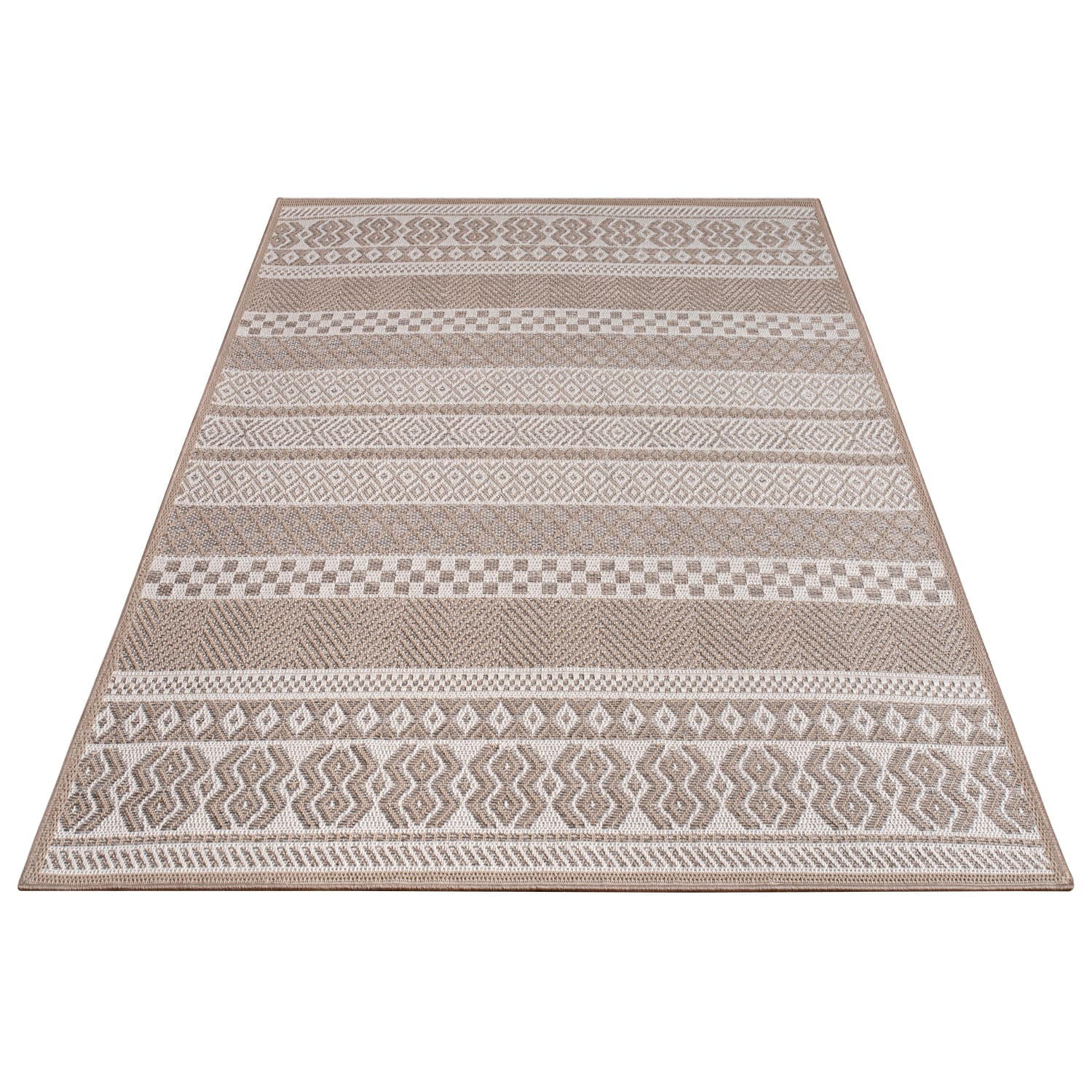 FLACHWEBTEPPICH, gestreift im Boho-Stil, Beige, 80 x 150 cm - Beige, Textil (80/150cm) - KADIMA DESIGN