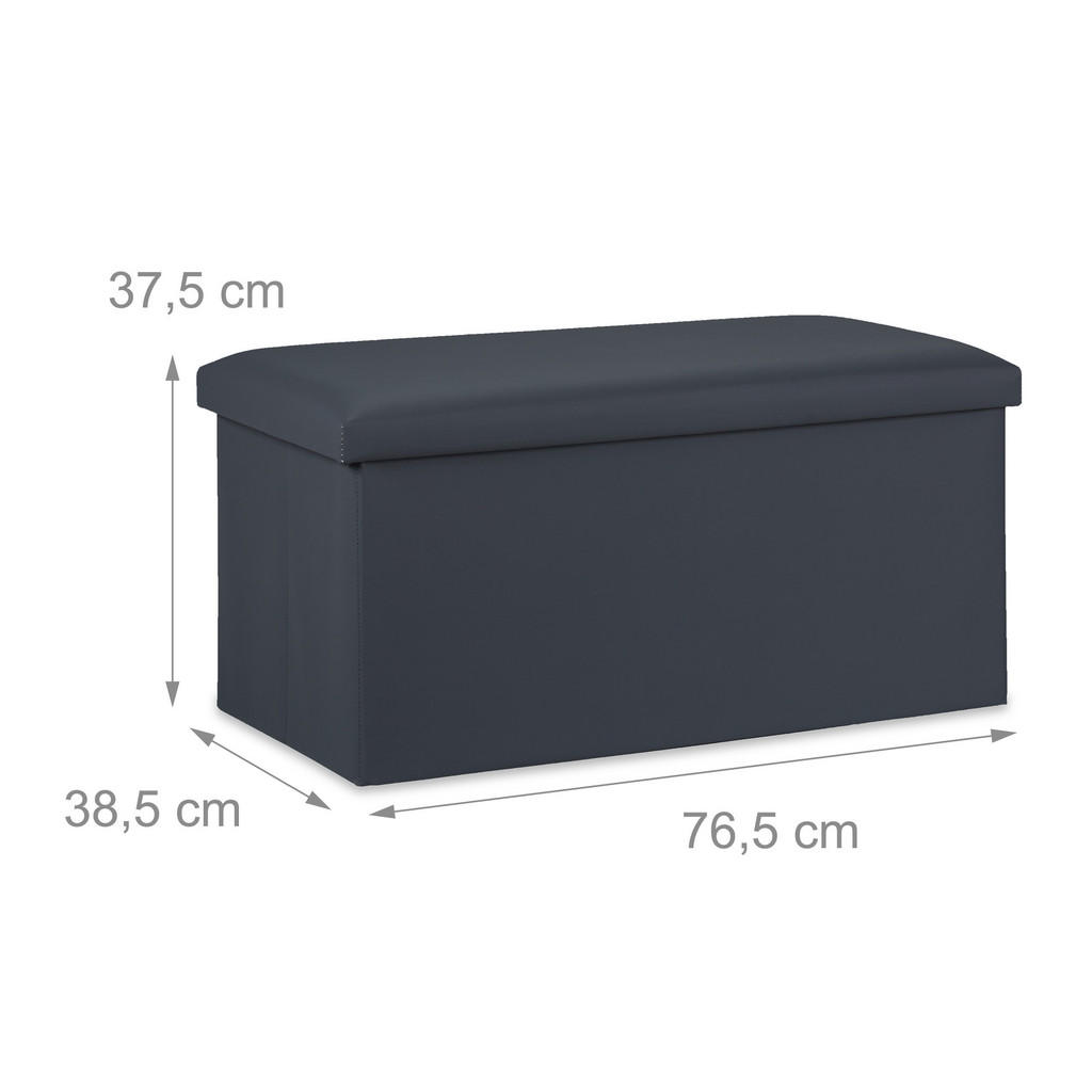 Thumbnail - Relaxdays Sitzbank, Anthrazit, Holzwerkstoff, Kunststoff, Textil, 76.5x37.5x38.5 cm, Wohnzimmer, Hocker, Sitzhocker