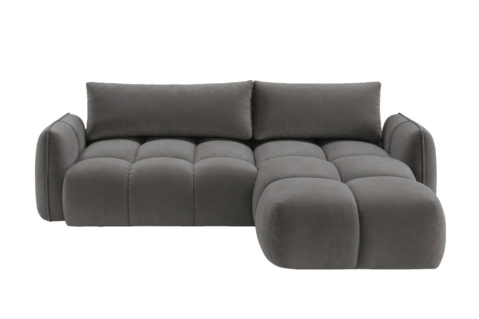 ECKSOFA L-Form Mit Schlaffunktion, Veloursstoff Bluvel, Aschgrau, Rechts, BELVEDER L - Grau, Holz (250/168cm) - Kaiser Möbel