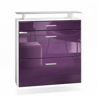 SCHUHSCHRANK Malea Front in Brombeer Hochglanz - Brombeere, Holzwerkstoff (89/96/23cm) - Vladon