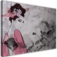 LEINWANDBILD Japanische Geisha - Pink, Textil (60/40cm) - Feeby