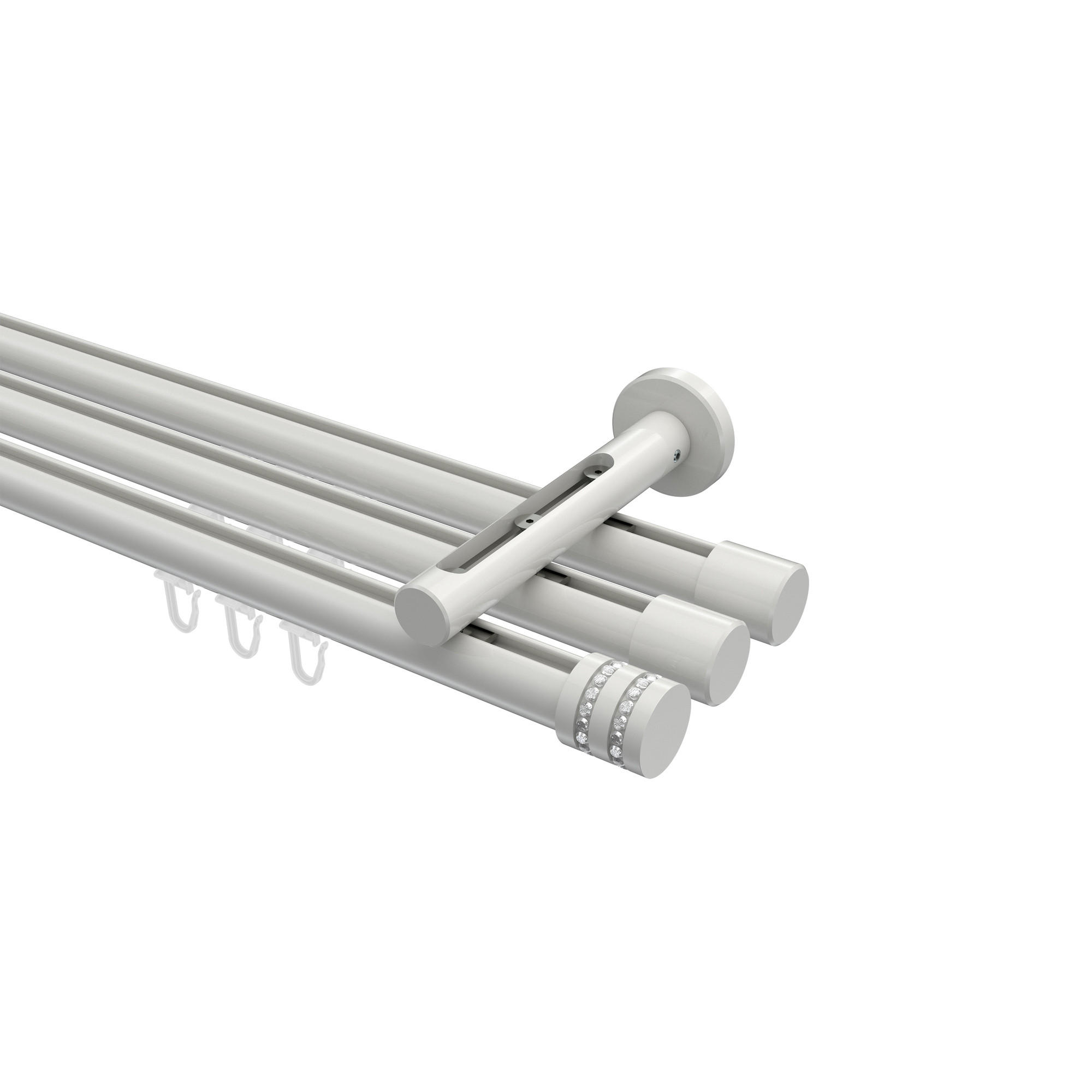 INNENLAUF-GARDINENSTANGEN-SET Siteno Estana 600 cm (geteilt in 3 x 200 cm), 3-läufig, 20 mm Ø Weiß - Weiß, Metall (600cm) - INTERDECO