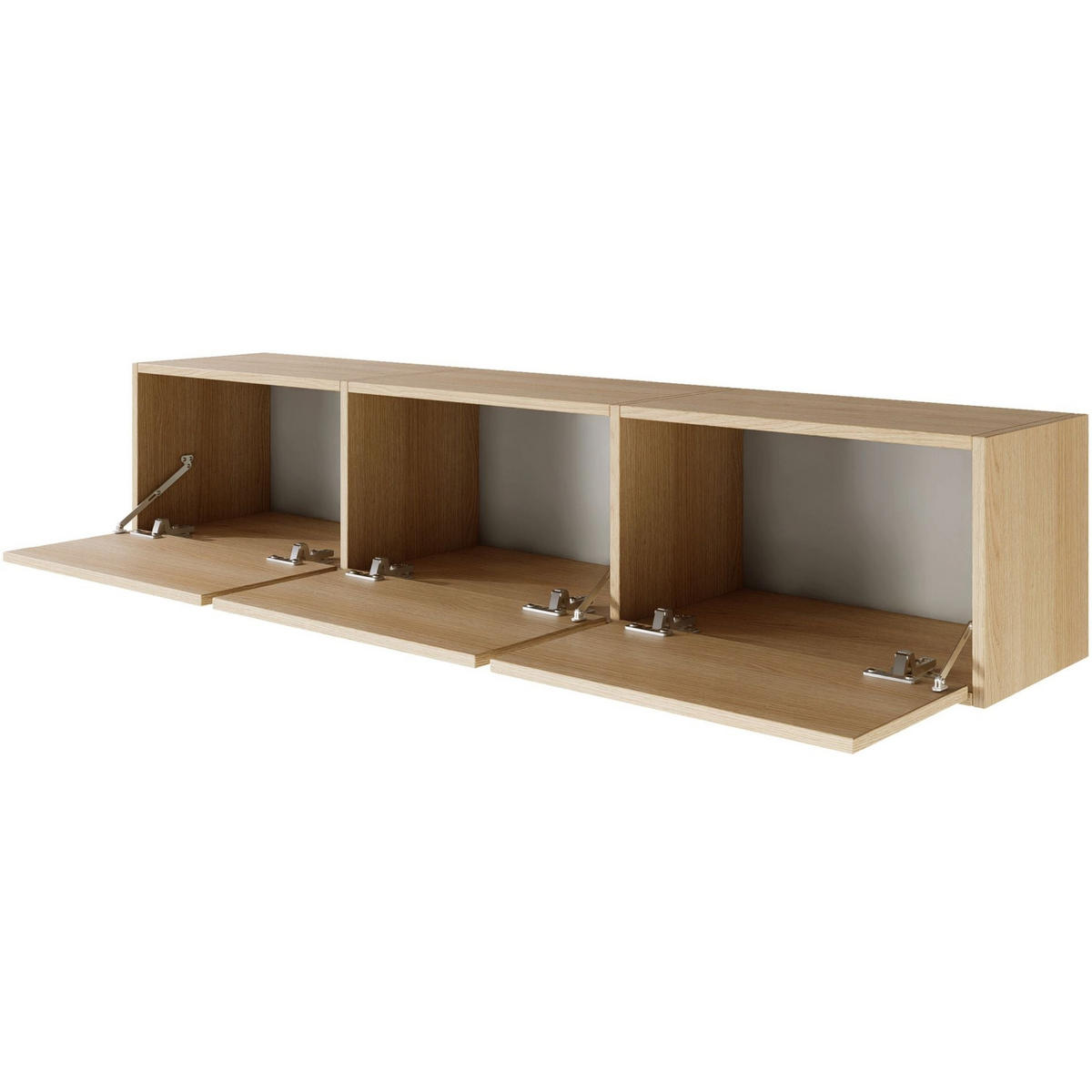 TV-LOWBOARD Framme hängend, 3 Klappen, Eiche, 150/30/30 cm - Beige, Holzwerkstoff (150.1/30/30cm) - Selsey