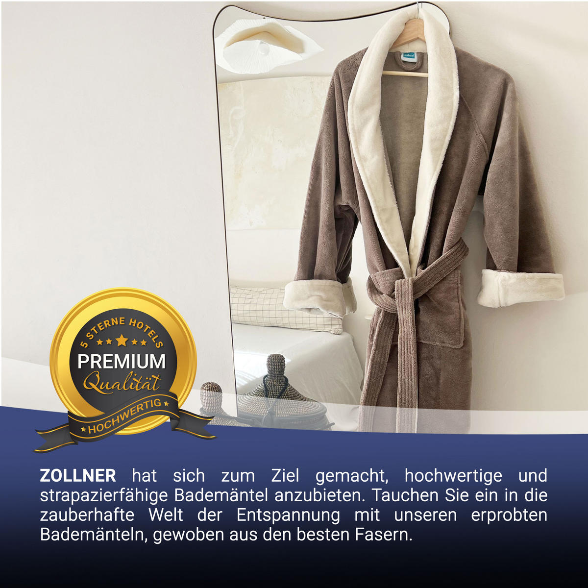 BADEMANTEL, S, Außen: 100% Polyester; Innen: 50% Bambus-Viskose, 50% Baumwolle , Braun - Hellbraun, Textil (Snull) - Zollner