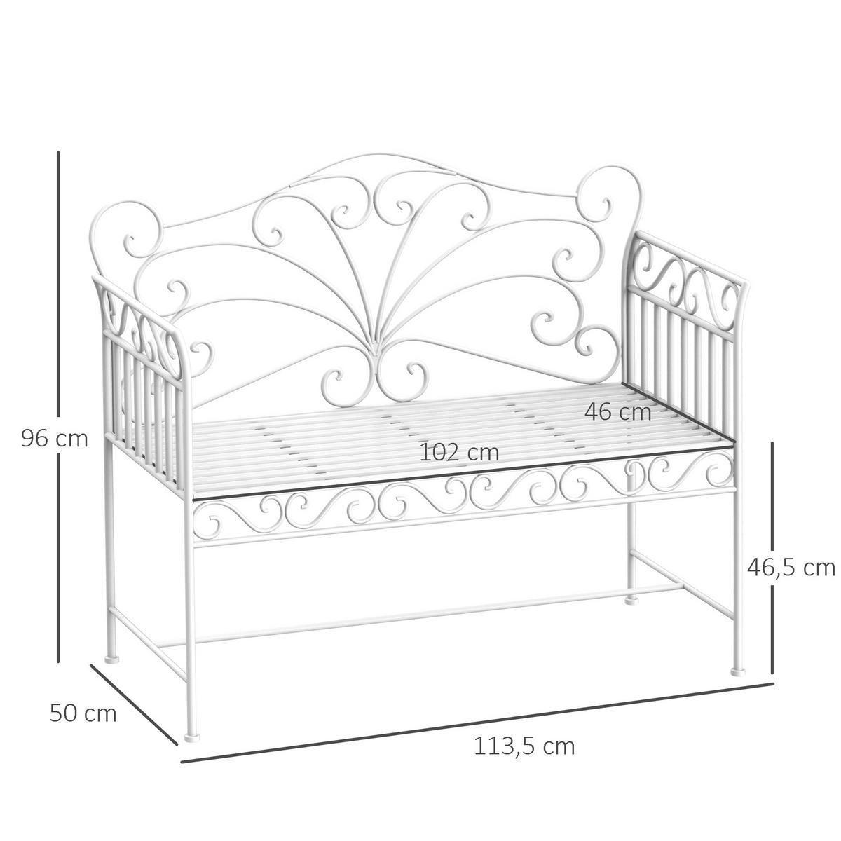 GARTENBANK 2-Sitzer DE-08296 robust & rostfrei Weiß - Weiß, Metall (113.5/96/50cm) - ComfortXL