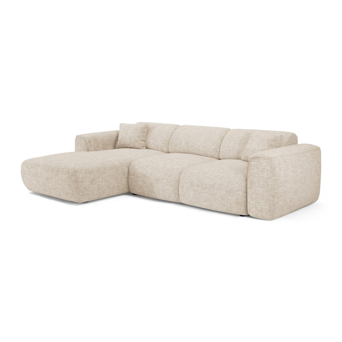 ECKSCHLAFSOFA Texturierter Samt Beige 283cm - Beige, Textil (283/180cm) - Sia Home