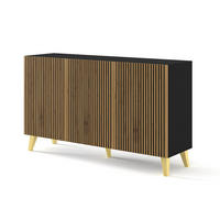KOMMODE Schwarz, Artisan-Schwarz, Gold 150/87/42 - Schwarz, Holzwerkstoff (150/87/42cm) - RAUMHIRSCH FURNITURE