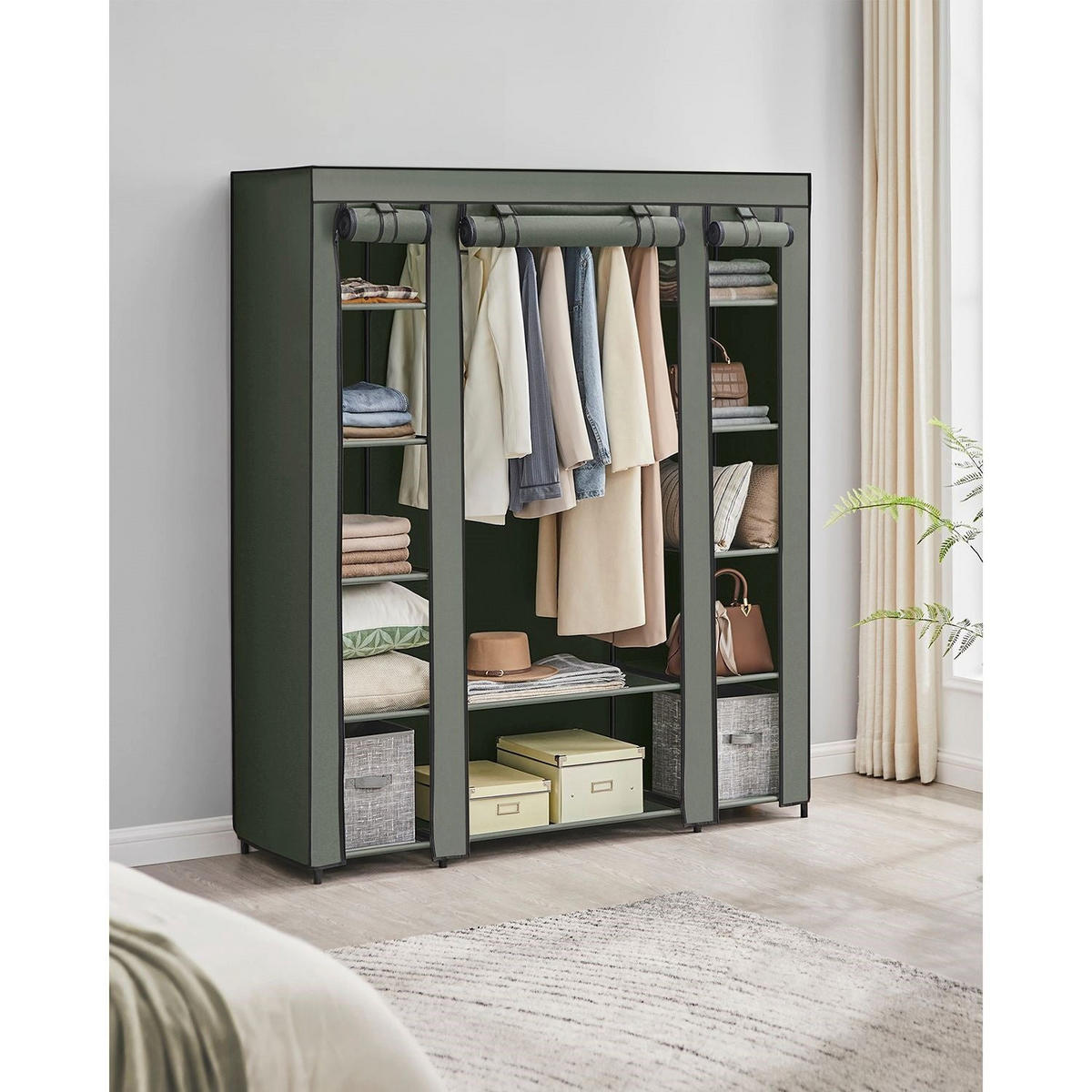 STOFFSCHRANK VICTORIA - Grün, Kunststoff (150/175/45cm) - Hansiro