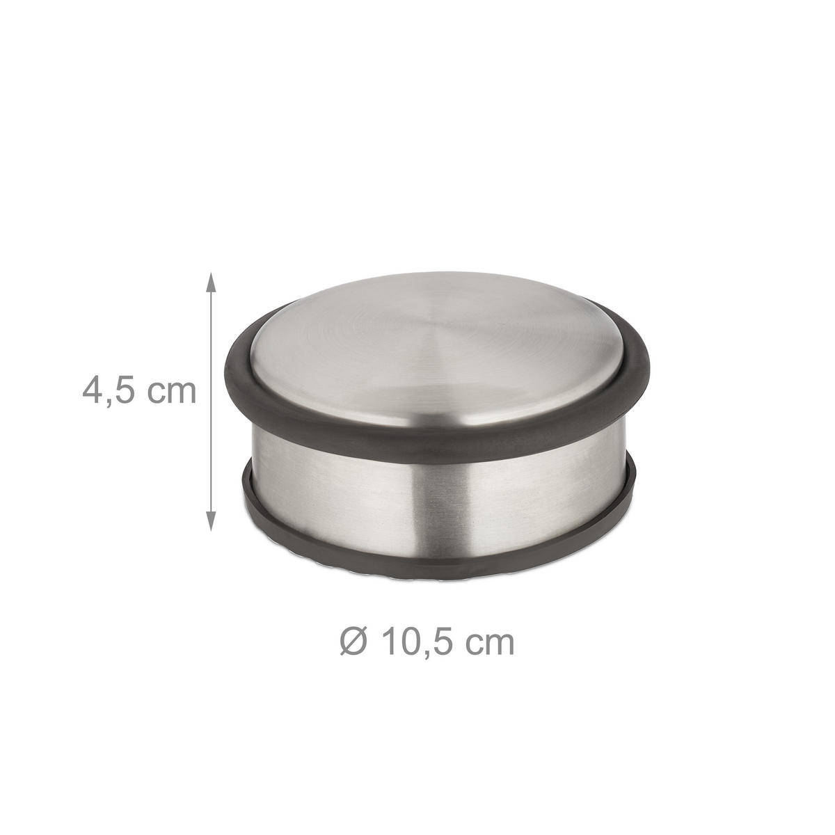 DÖRRSTOPP silver svart 2-pack rostfritt stål - Silverfärgad, Metall/Naturmaterial (10.5/10.5cm) - Relaxdays