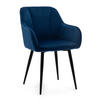 STUHL LAGO gespolsterter mit Steppung - dunkelblau - Samt Velours - Schwarz/Dunkelblau, Textil/Metall (58/85/60cm) - NEW HOME