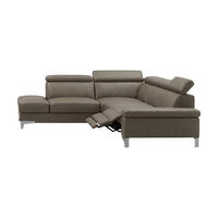 ECKSOFA Talisman Echtleder mit 1 x Relaxfunktion Greige - Greige, Leder/Metall (224/271cm)
