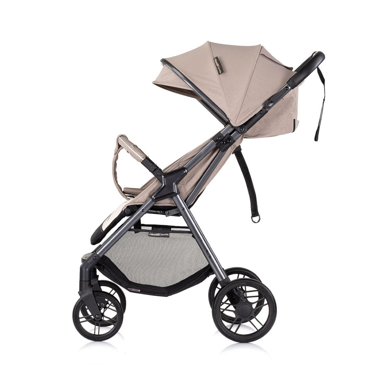 BUGGY Sparkle beige faltbar, Gurt am Griff, verstellbar - Beige, Metall (84/55/97cm) - Chipolino