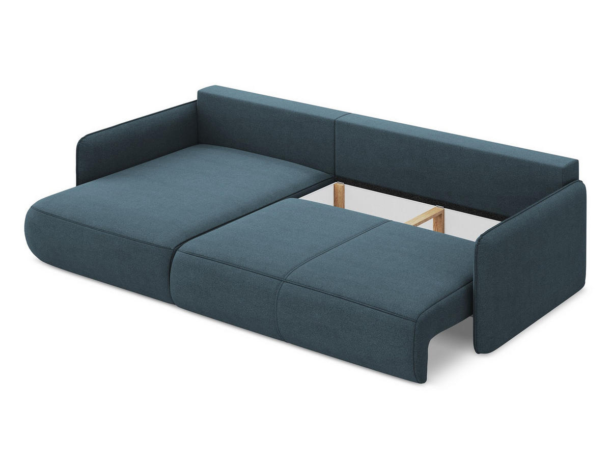 ECKSOFA mit Schlaffunktion Strukturstoff Stoff Blau - Blau/Blaugrau, Kunststoff/Textil (148/240cm) - Makamii