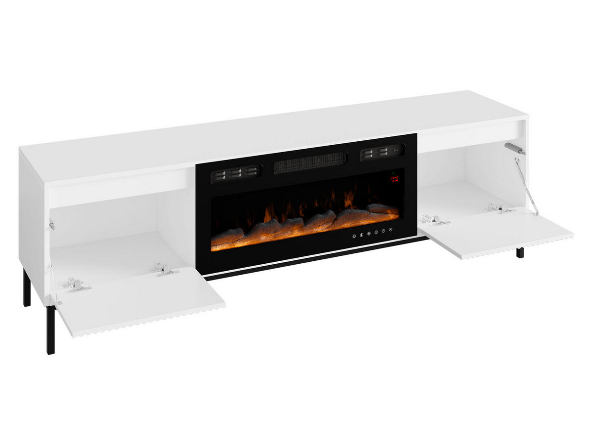 TV-LOWBOARD Ozmi 2K EF mit Kamin - Kaschmir/Schwarz, Holzwerkstoff/Metall (174/52/40cm) - MIRJAN24