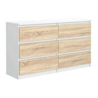 KOMMODE NUDO 120/78,5/39cm mit 6 Schubladen Türen Weiß - Weiß/Sonoma Eiche, Holzwerkstoff (120/78.5/39cm) - MASSENO