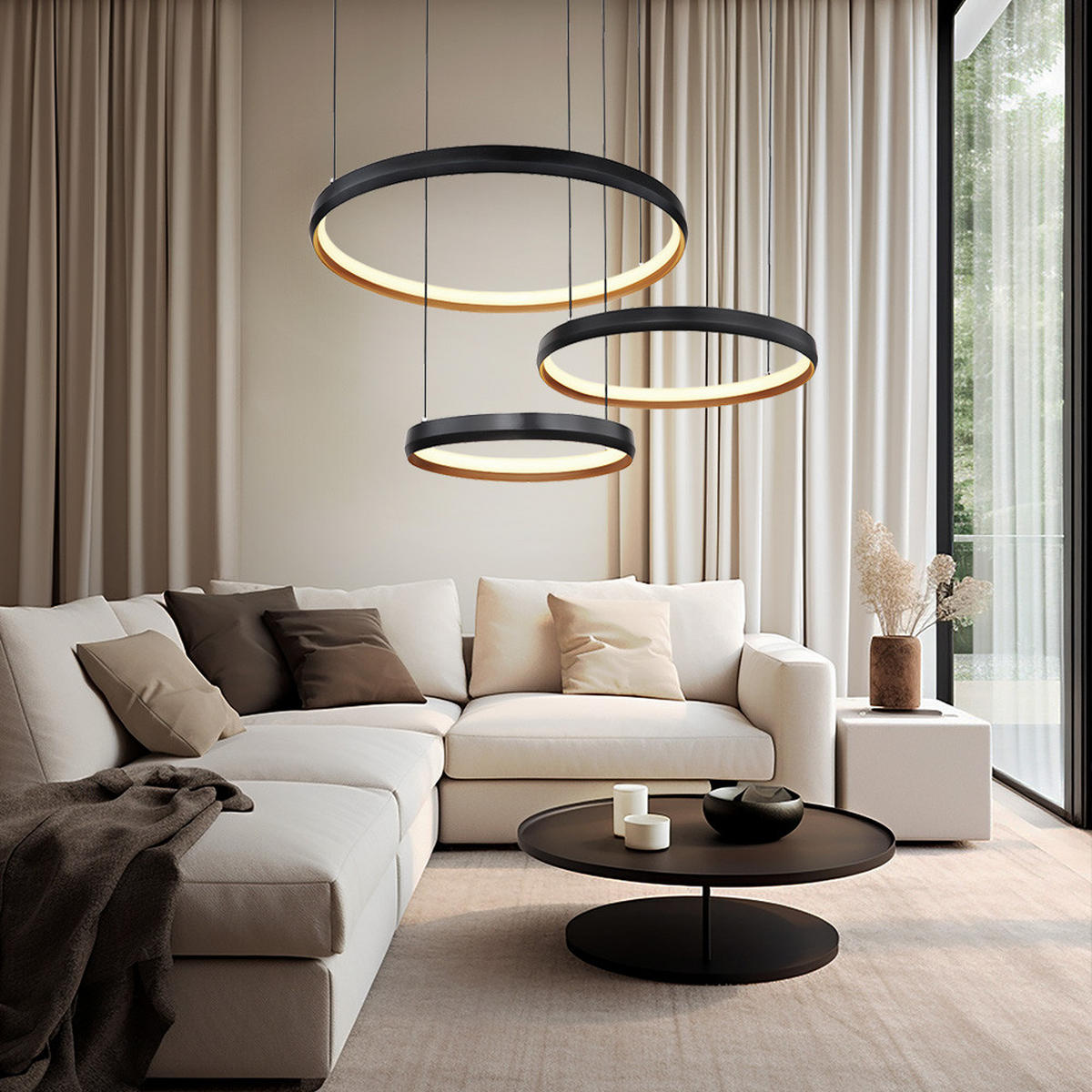 LED HÄNGELEUCHTE Halli Metall Schwarz Gold - Schwarz, Metall (76.7/50.3/150cm) - Globo Lighting