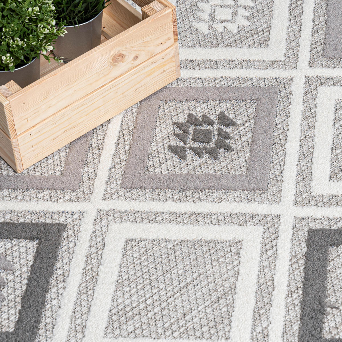 TEPPICH In-Outdoor Grau Abstract - Kurzflor Rechteckig - 120 x 170 cm - Grau, Textil (120/170cm) - Mazovia