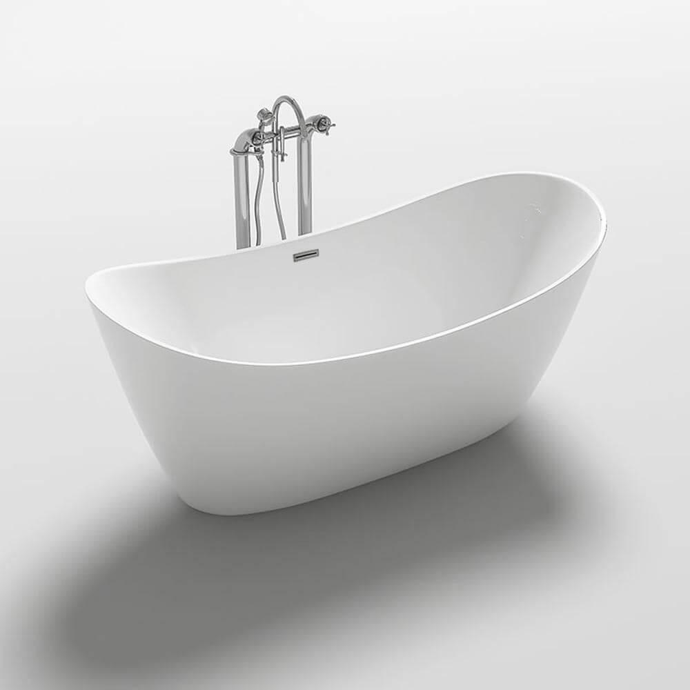 FREISTEHENDE BADEWANNE OVALO - Weiß, Keramik (170/72/80cm) - Home Deluxe