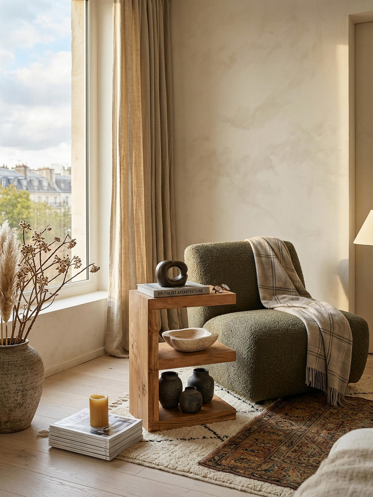 BEISTELLTISCH Massivholz E-Konstruktion Cubeform Handgefertigt NAKO, Beige 45x30x60 cm - Beige, Holz (30/45/60cm) - KADIMA DESIGN