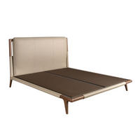 BETT Nerzfarbenes Kunstlederbett 188/216/120 cm - Dunkelbraun/Walnussfarben, Leder/Holz (180/200cm) - ANGEL CERDA