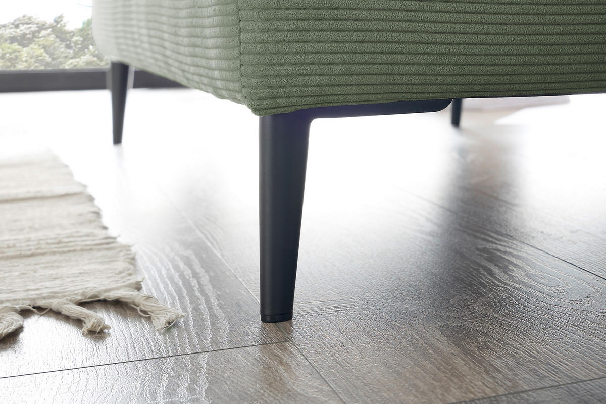 LONGSEAT CARA Grün Cord - Schwarz/Grün, Textil/Metall (132/84/170cm) - KAWOLA