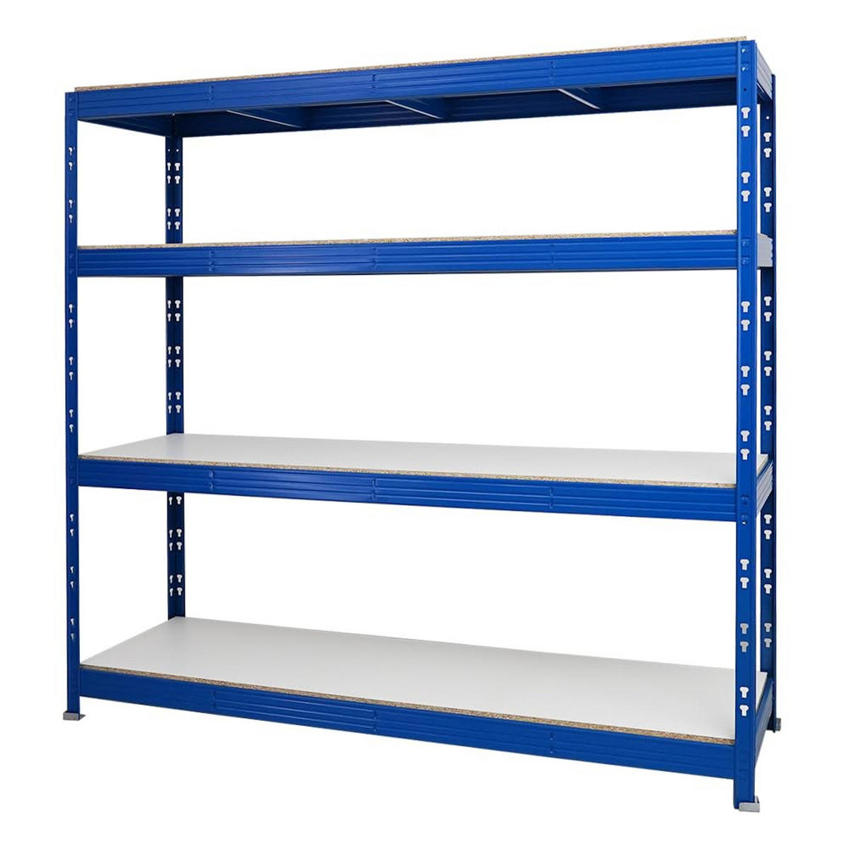 SCHWERLASTREGAL Rhino 180x200x60 cm 4 Melamin-Ebenen 16mm Fachlast 500 kg Blau - Blau/Weiß, Metall (200/180/60cm) - PROREGAL