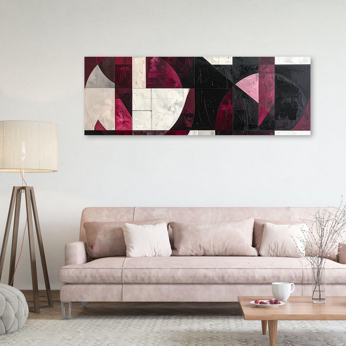 LEINWANDBILD 3D und geometrisch 120x40cm - Rot, Textil (120/40cm) - Feeby