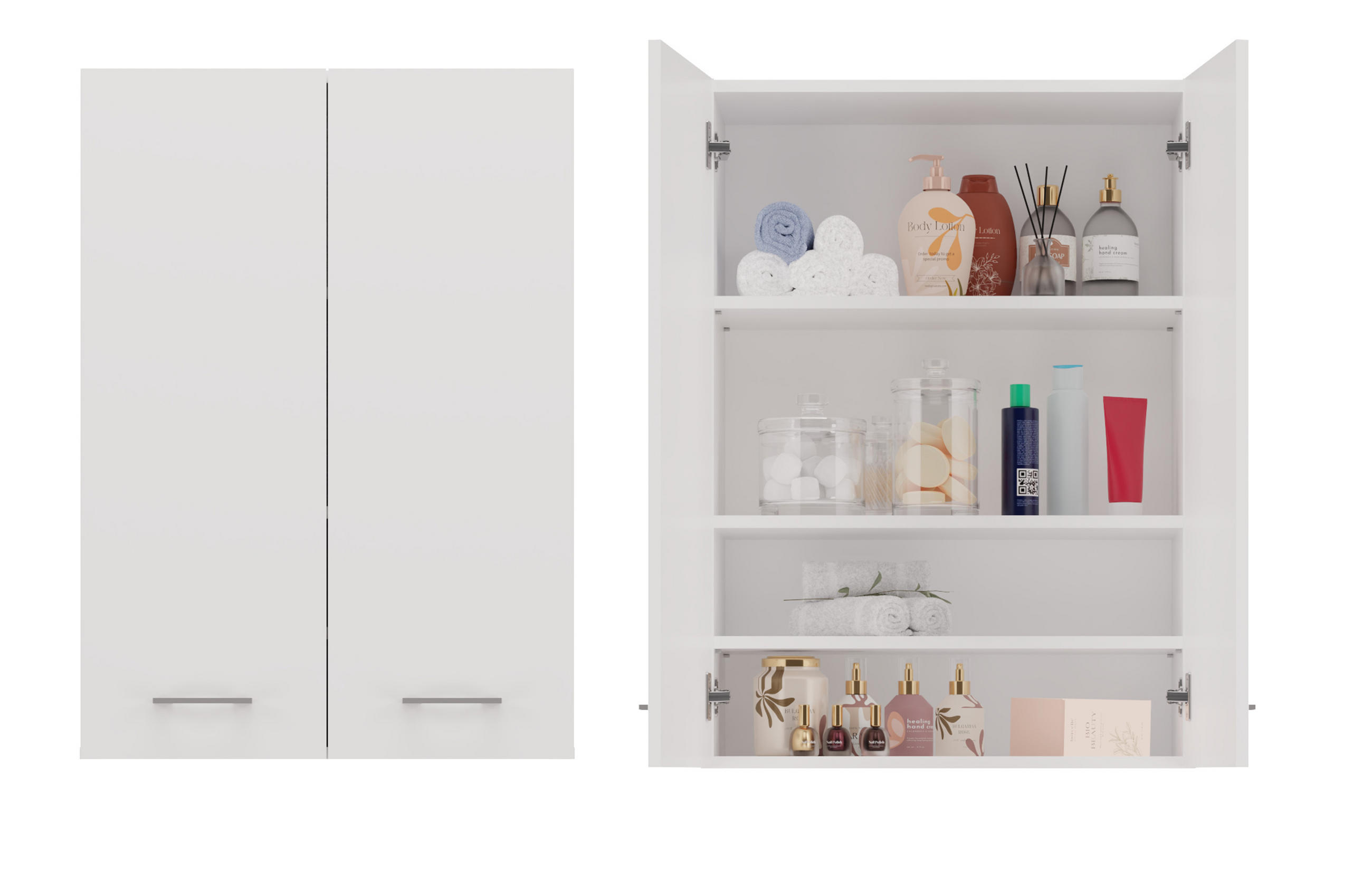 BADEZIMMERSCHRANK POLA MINI DD - WEISS - Weiß, Holzwerkstoff (64/90/30cm) - CDF