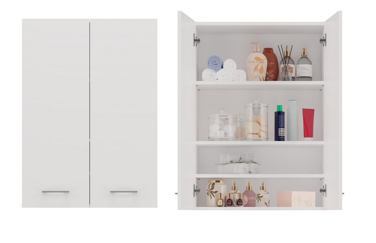 BADEZIMMERSCHRANK POLA MINI DD - WEISS - Weiß, Holzwerkstoff (64/90/30cm) - CDF